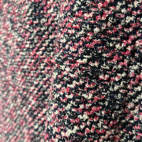 Chicos pink & blue marled nubby mid weight cardigan sweater with fringe, XL - Picture 9 of 10